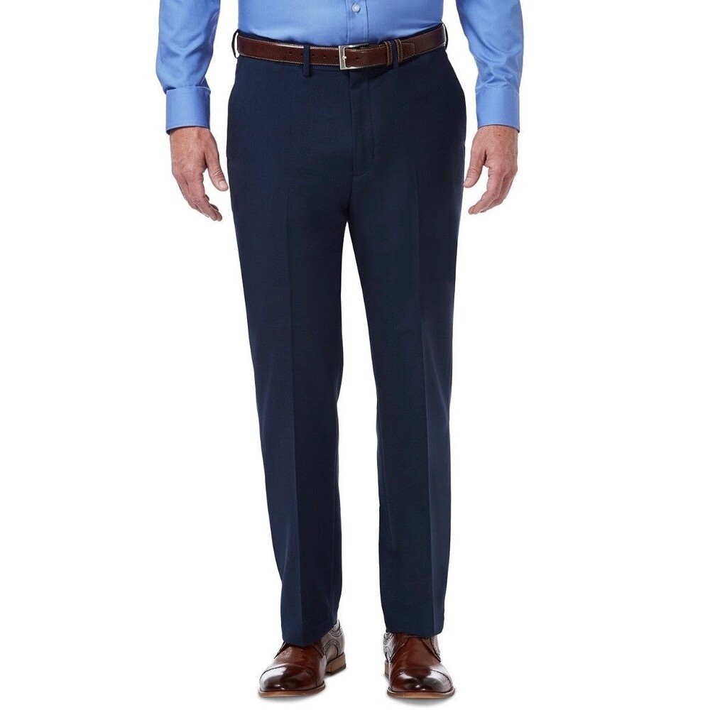 $80 NEW HAGGAR Mens 40x30 Blue Classic Fit Soft Comfort Dress Pants/Slacks